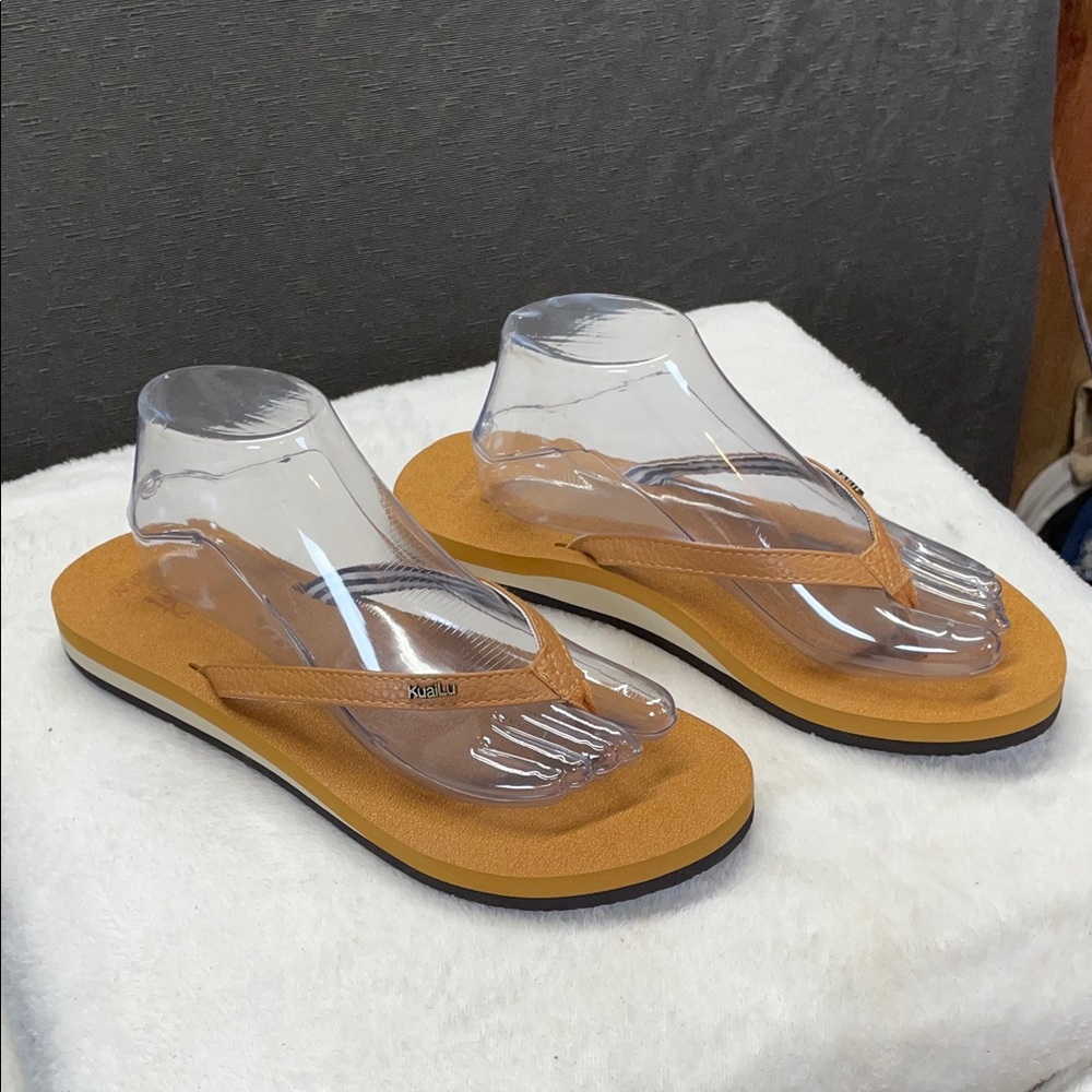 kiailu Orange Sandals with Modern Clear Straps